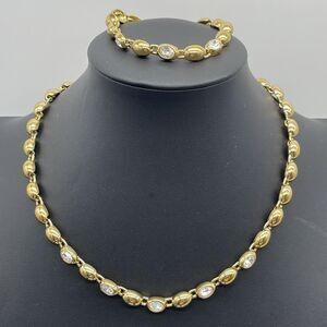 Princess House LUMINESS Jewelry 1990s Gold Tone Necklace 18" and Bracelet 8"